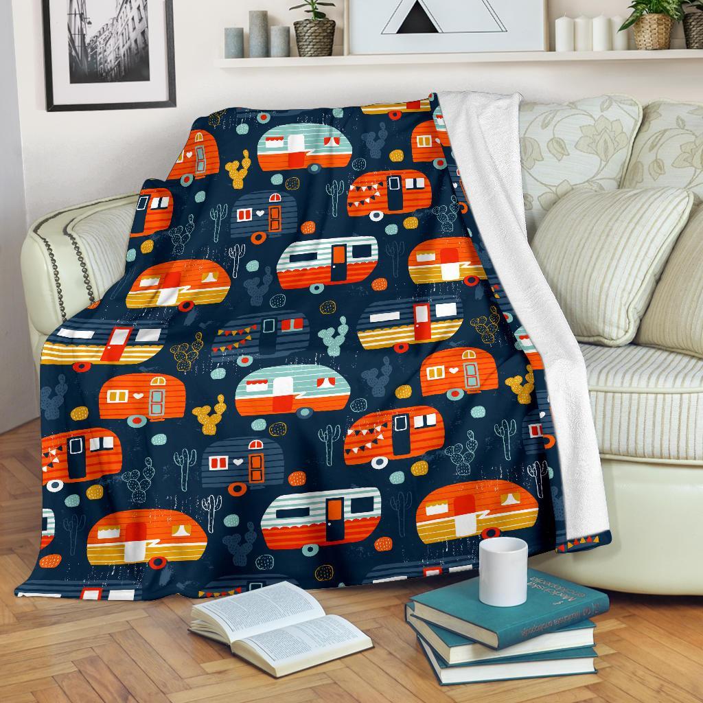 Van Camper Pattern Print Blanket-grizzshop