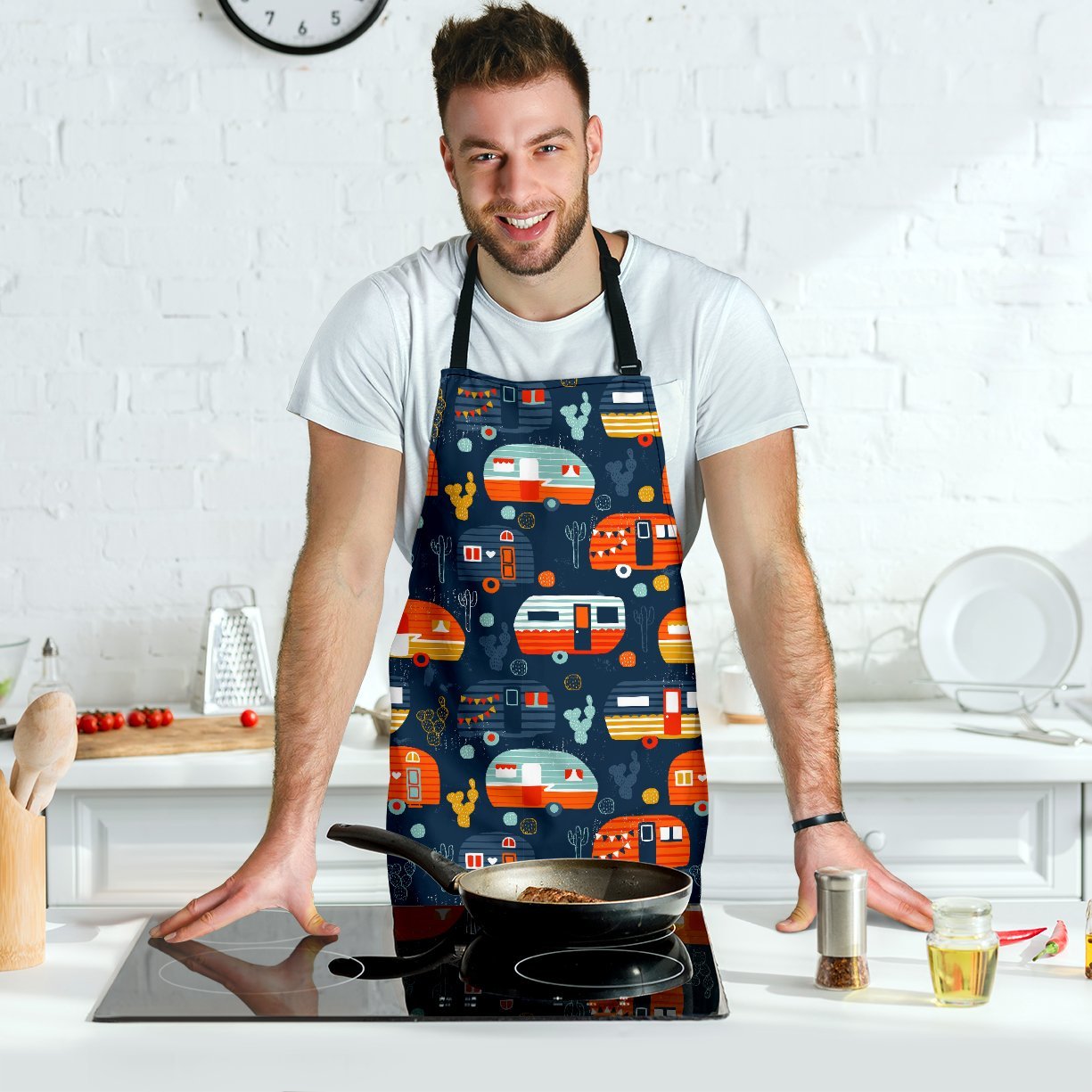 Van Camper Pattern Print Men's Apron-grizzshop