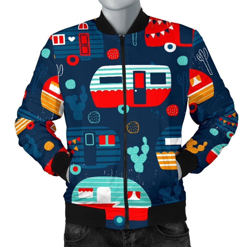 Van Camper Pattern Print Men's Bomber Jacket-grizzshop