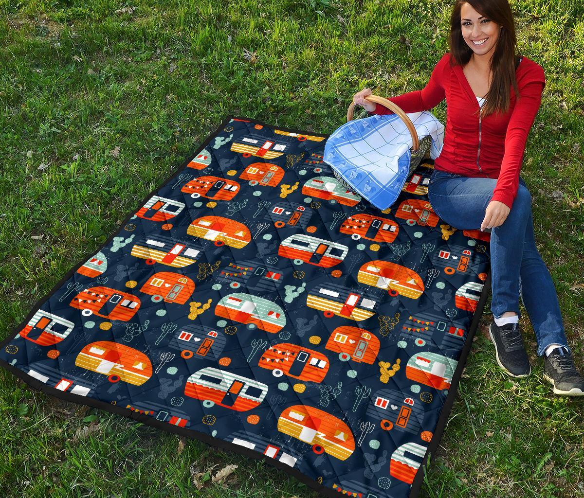 Van Camper Pattern Print Quilt-grizzshop