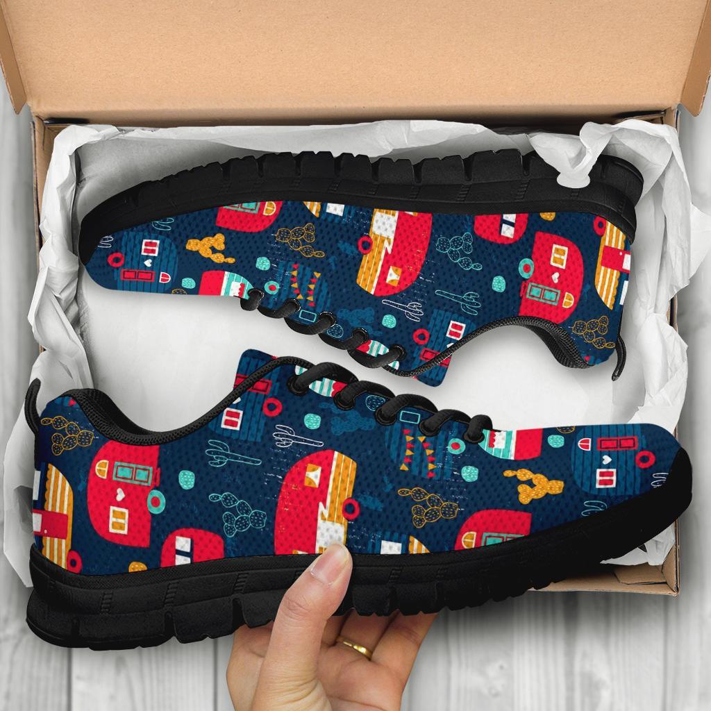 Van Camper Pattern Print Sneaker Shoes For Men Women-grizzshop