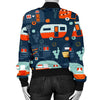 Van Camper Pattern Print Women Casual Bomber Jacket-grizzshop