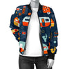 Van Camper Pattern Print Women Casual Bomber Jacket-grizzshop