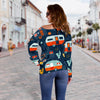 Van Camper Pattern Print Women Off Shoulder Sweatshirt-grizzshop