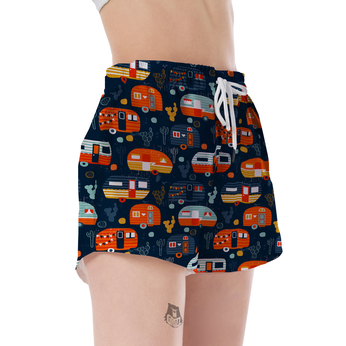 Van Camper Pattern Print Women's Shorts-grizzshop