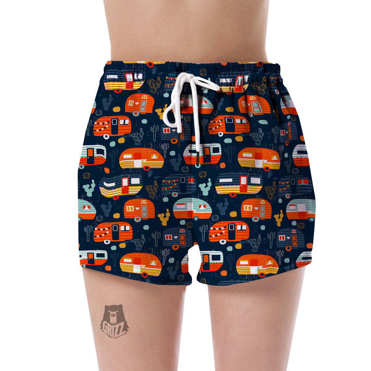 Van Camper Pattern Print Women's Shorts-grizzshop