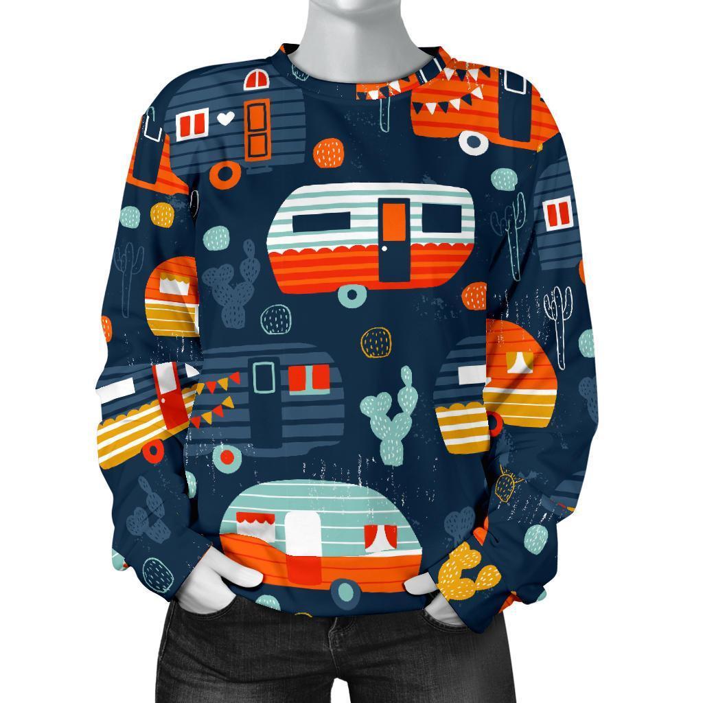 Van Camper Pattern Print Women's Sweatshirt-grizzshop