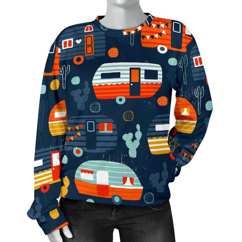 Van Camper Pattern Print Women's Sweatshirt-grizzshop