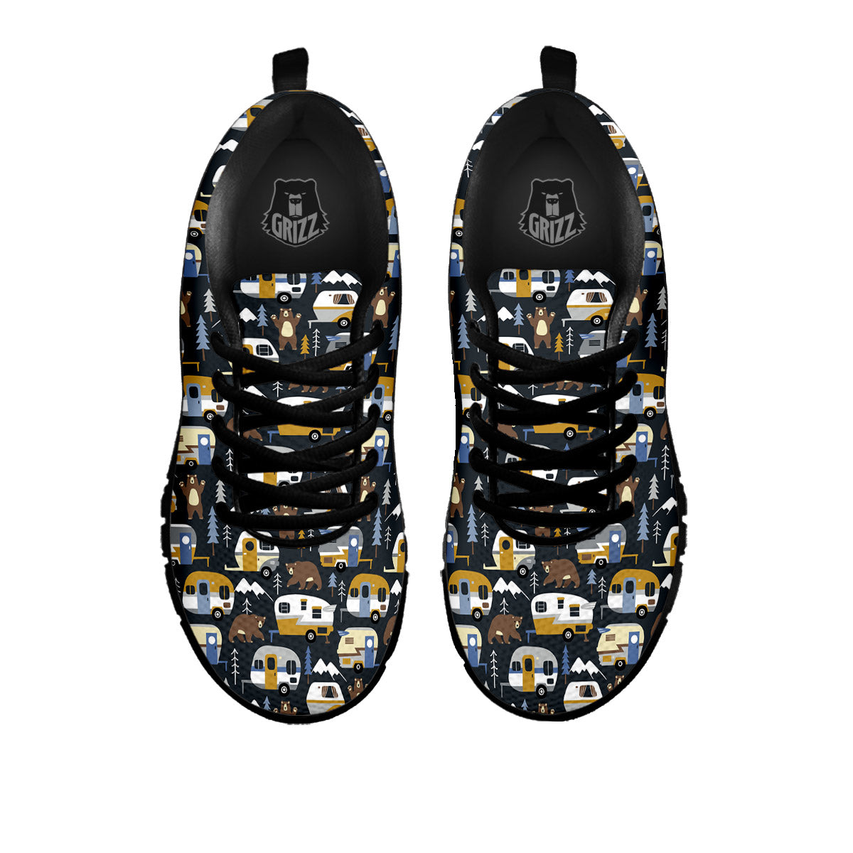 Van Camping Print Pattern Black Sneaker-grizzshop