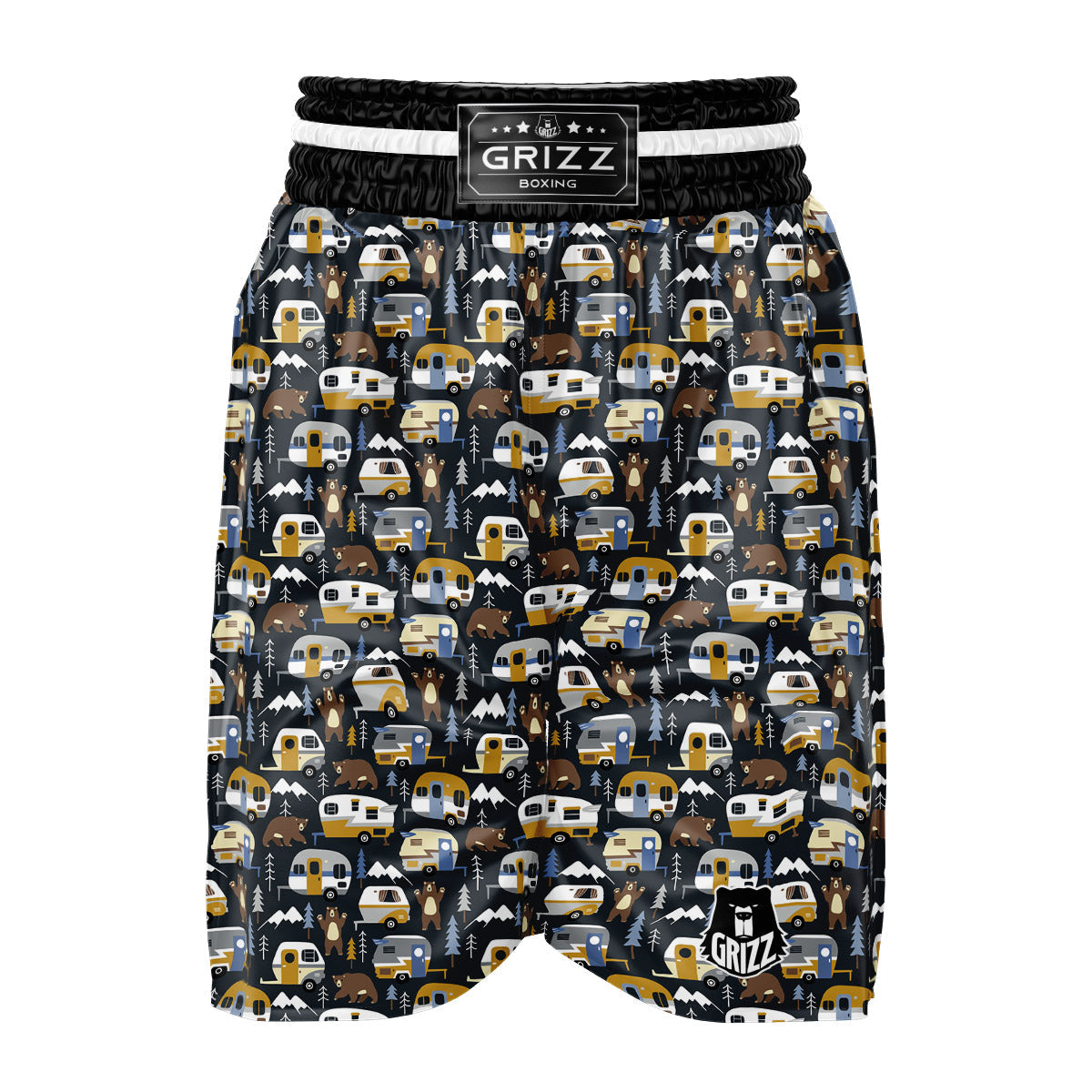 Van Camping Print Pattern Boxing Shorts-grizzshop