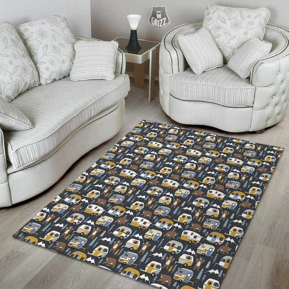 Van Camping Print Pattern Floor Mat-grizzshop