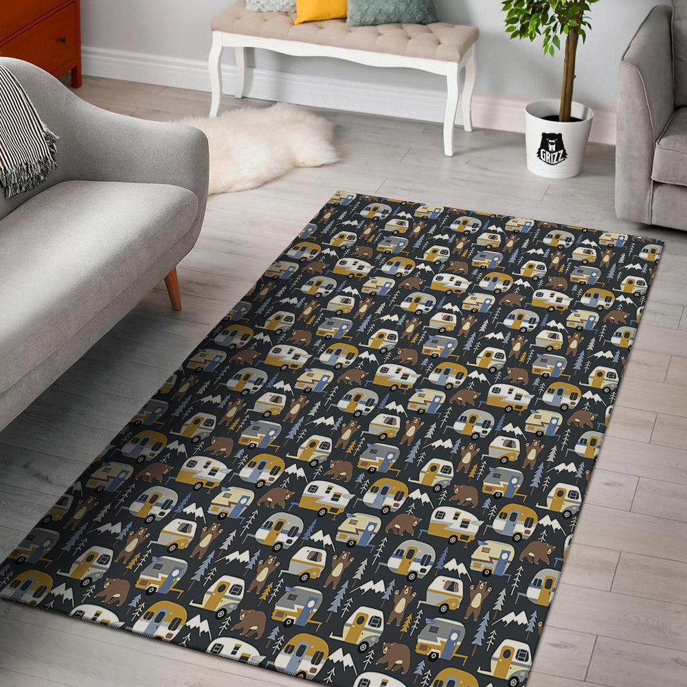 Van Camping Print Pattern Floor Mat-grizzshop