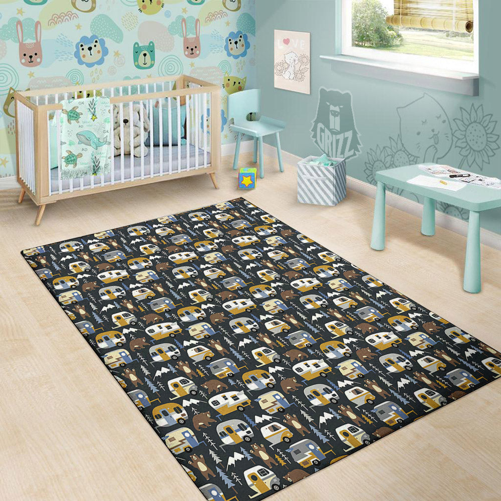 Van Camping Print Pattern Floor Mat-grizzshop
