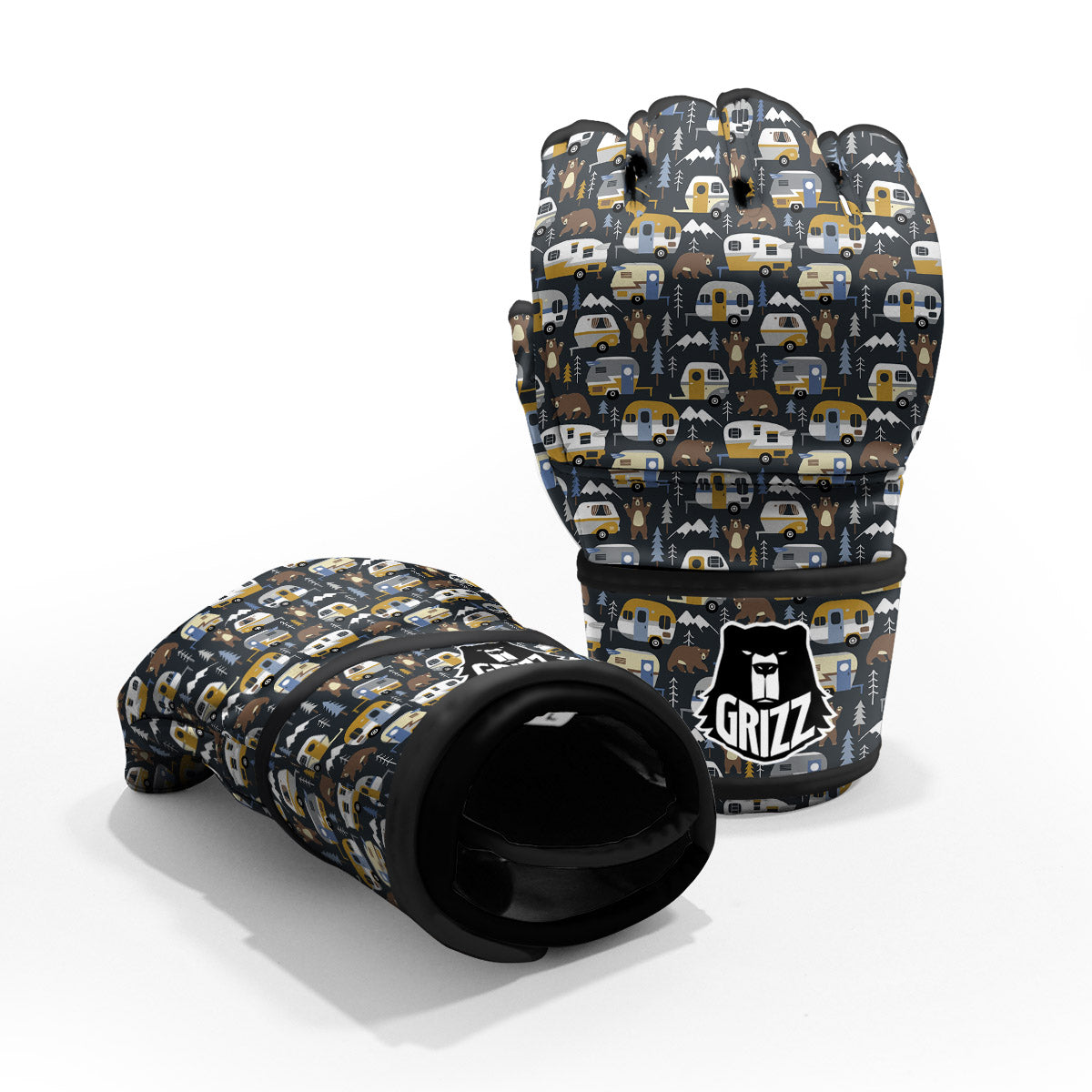 Van Camping Print Pattern MMA Gloves-grizzshop