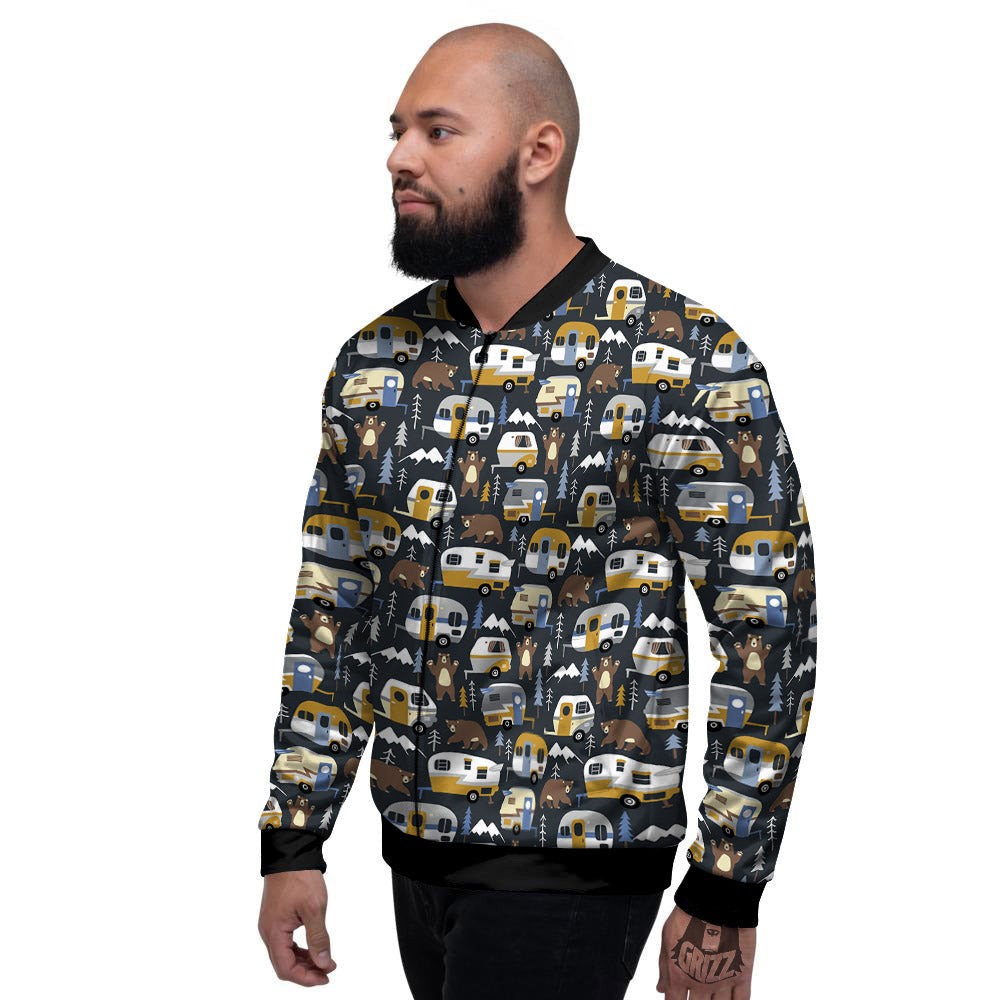 Van Camping Print Pattern Men's Bomber Jacket-grizzshop