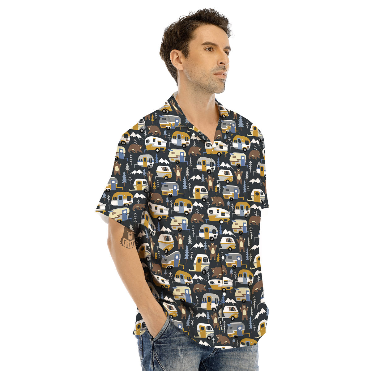 Van Camping Print Pattern Men's Hawaiian Shirt-grizzshop