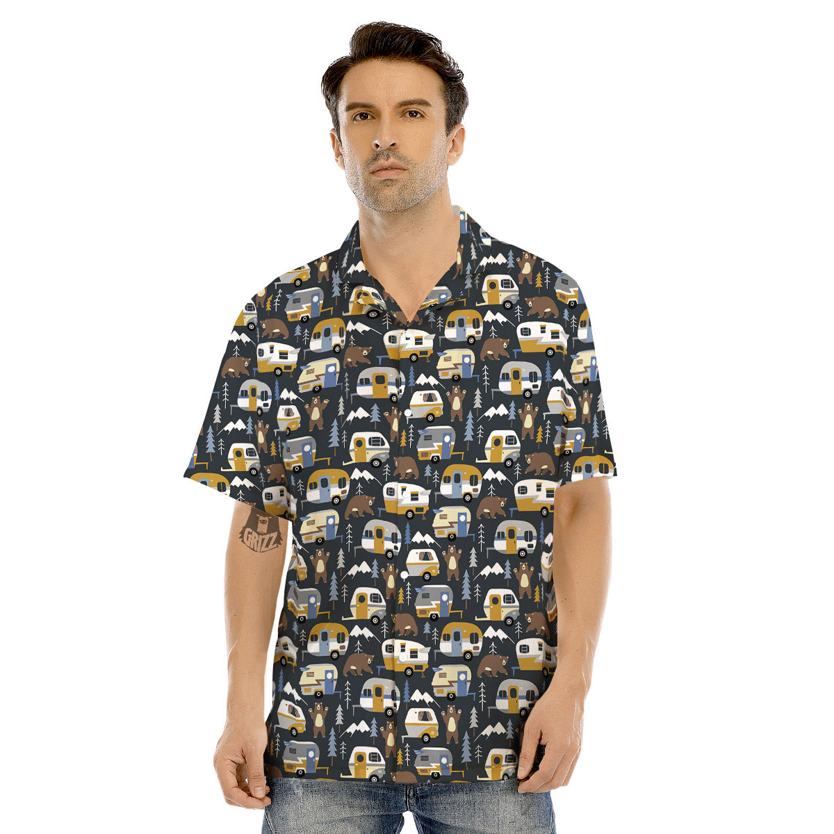Van Camping Print Pattern Men's Hawaiian Shirt-grizzshop