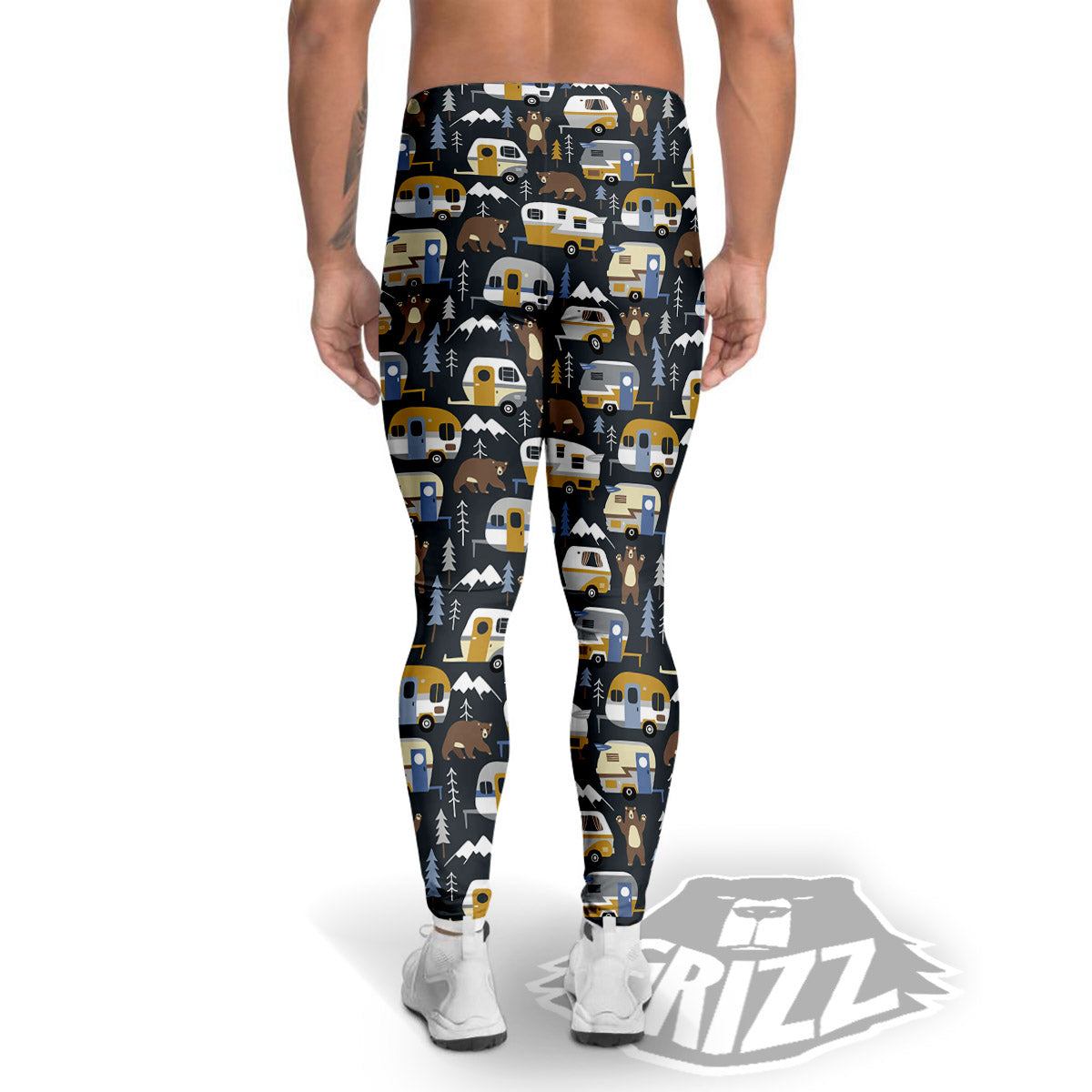 Van Camping Print Pattern Men's Leggings-grizzshop