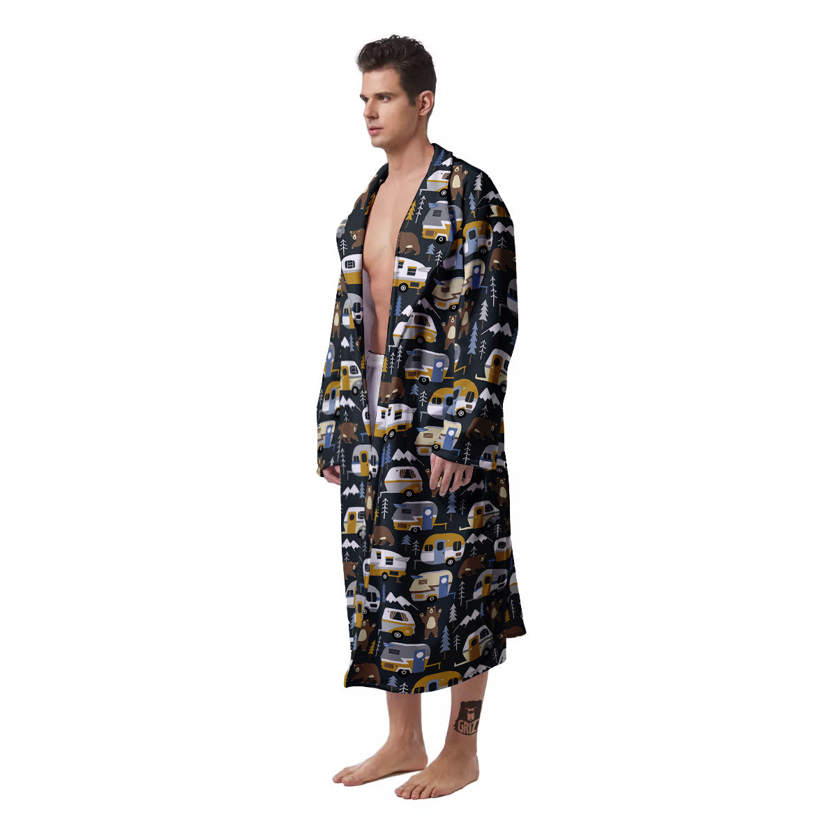 Van Camping Print Pattern Men's Robe-grizzshop