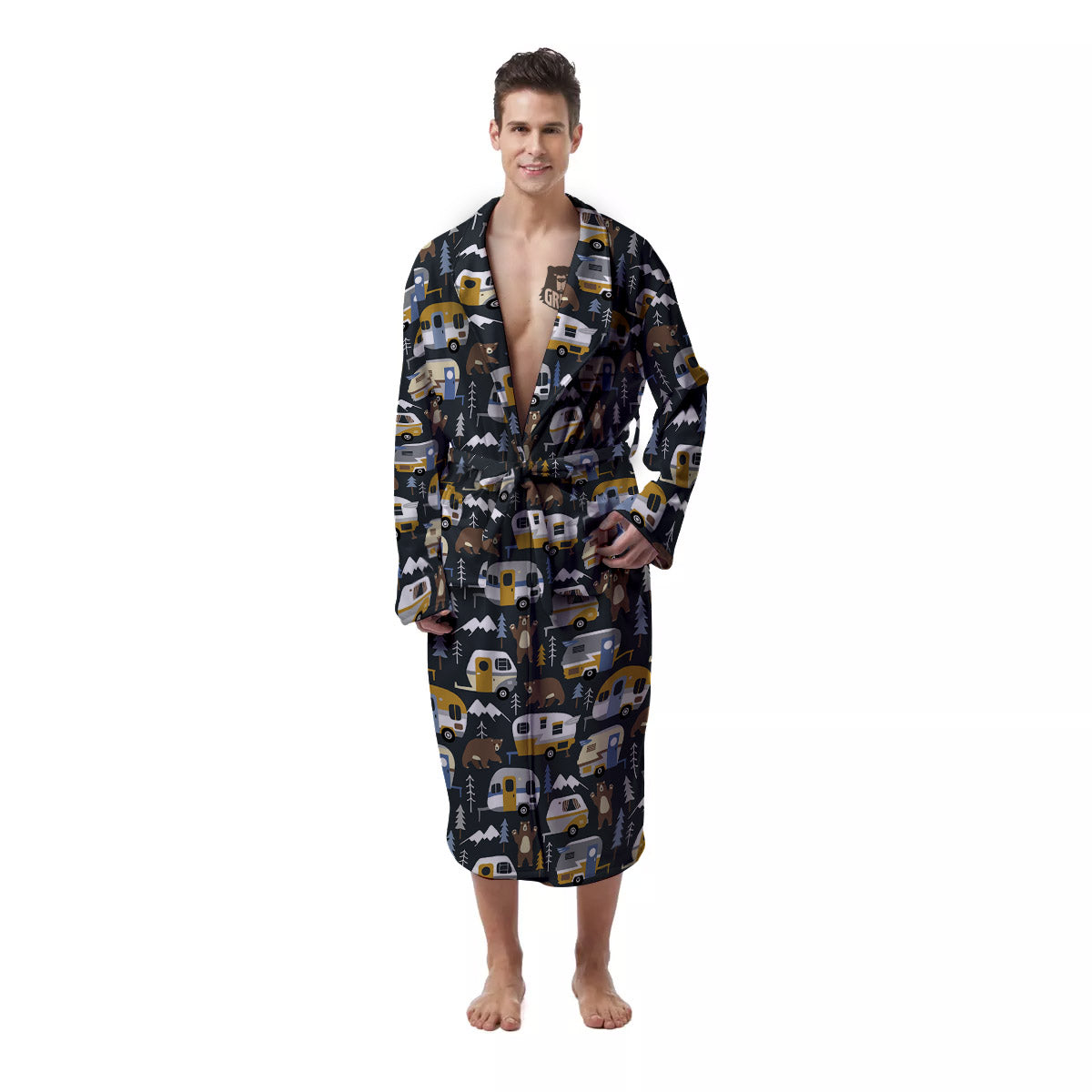 Van Camping Print Pattern Men's Robe-grizzshop