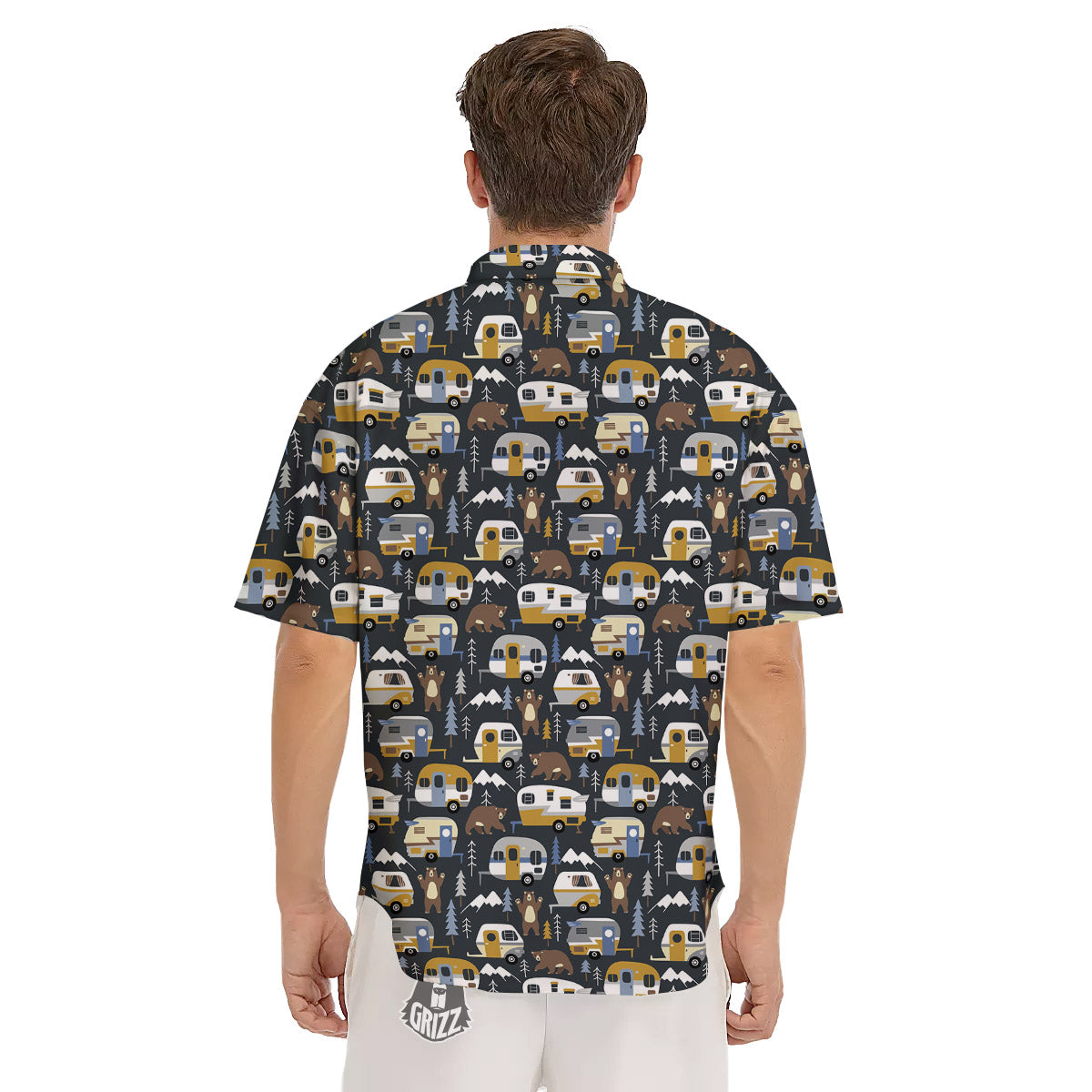 Van Camping Print Pattern Men's Short Sleeve Shirts-grizzshop