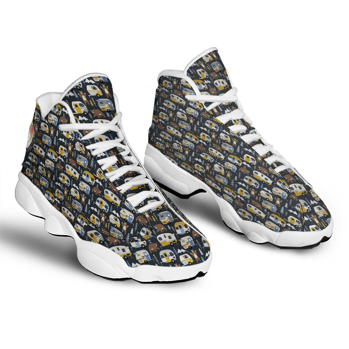 Van Camping Print Pattern White Basketball Shoes-grizzshop