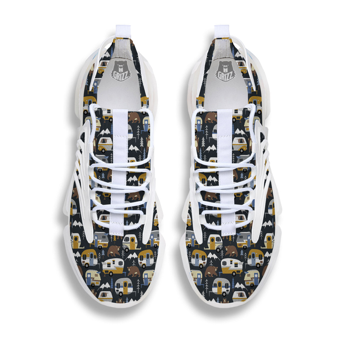 Van Camping Print Pattern White Gym Shoes-grizzshop