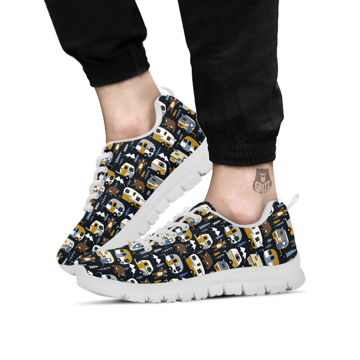 Van Camping Print Pattern White Sneaker-grizzshop
