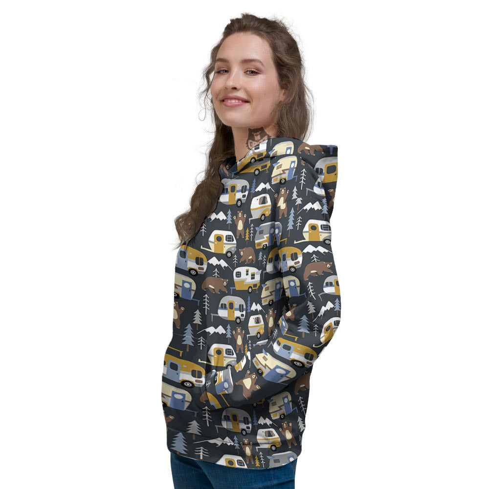 Van Camping Print Pattern Women's Hoodie-grizzshop