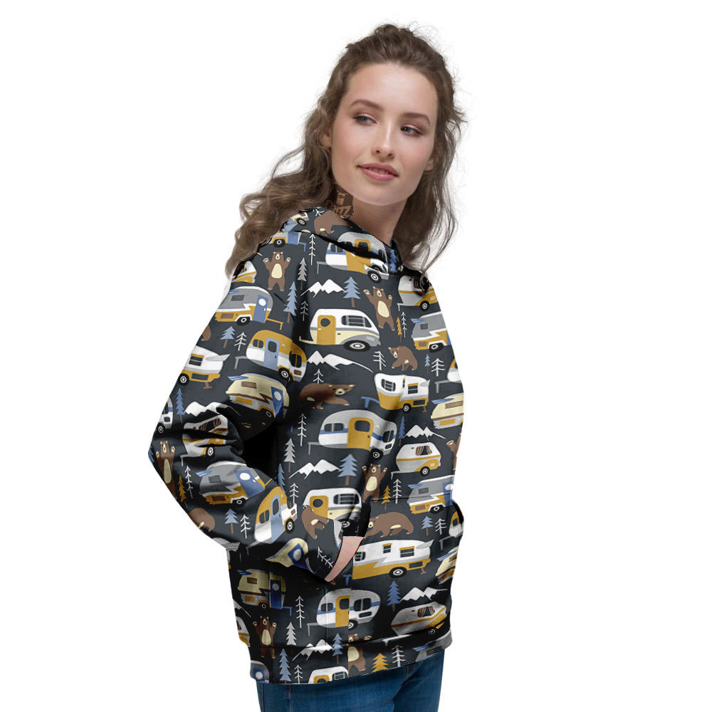 Van Camping Print Pattern Women's Hoodie-grizzshop