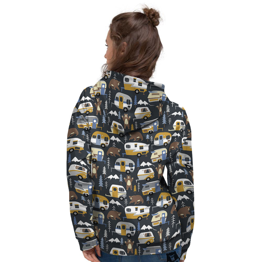 Van Camping Print Pattern Women's Hoodie-grizzshop