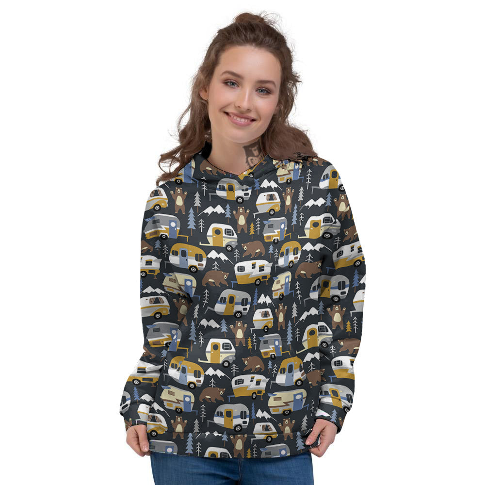 Van Camping Print Pattern Women's Hoodie-grizzshop