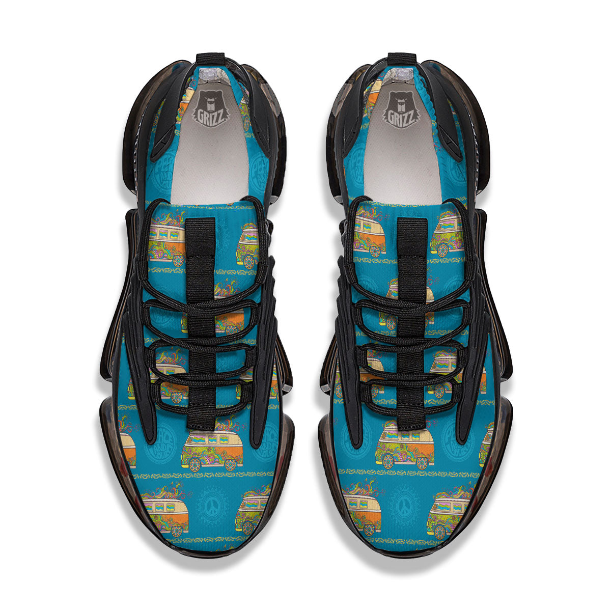 Van Hippie Vintage Print Pattern Black Gym Shoes-grizzshop