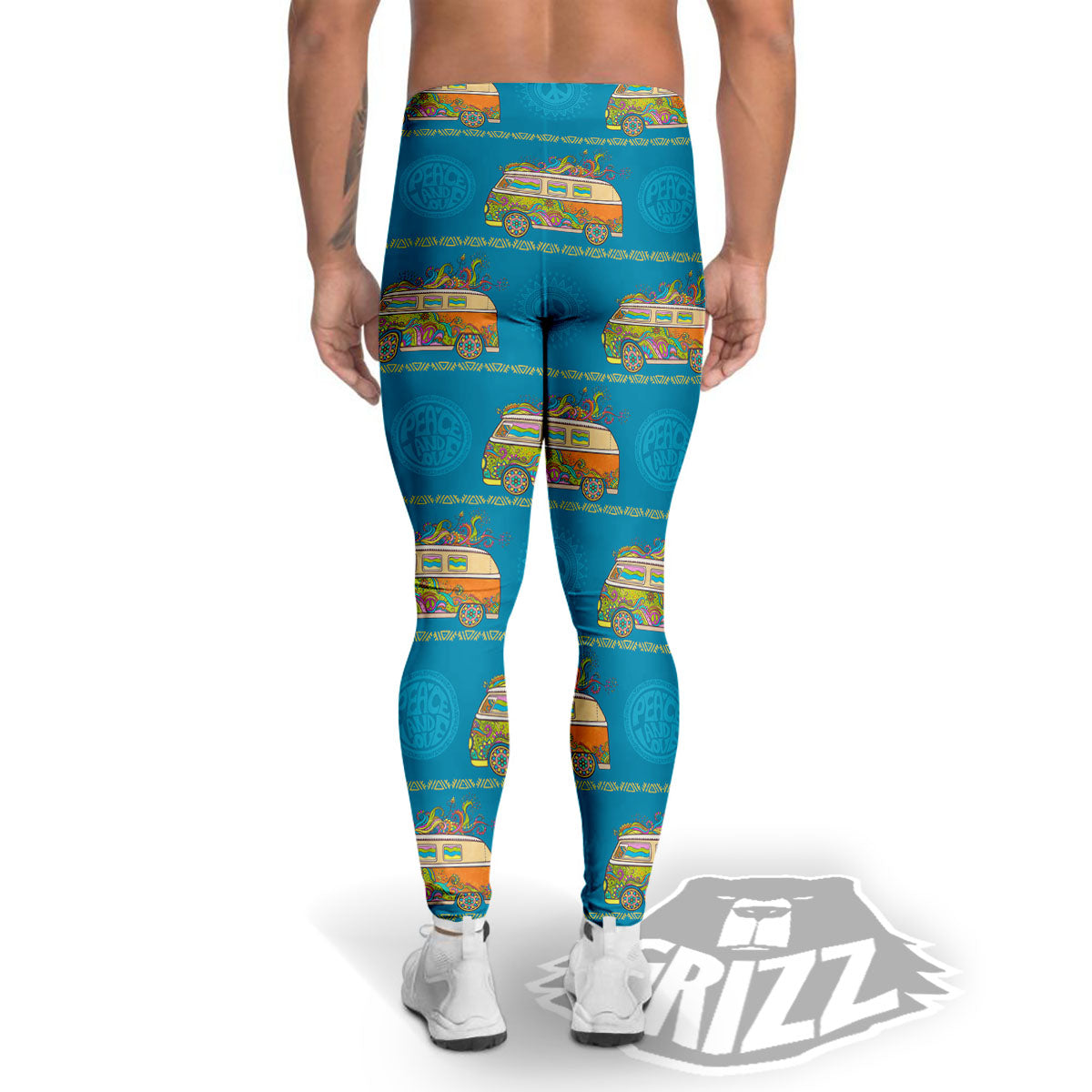 Van Hippie Vintage Print Pattern Men's Leggings-grizzshop
