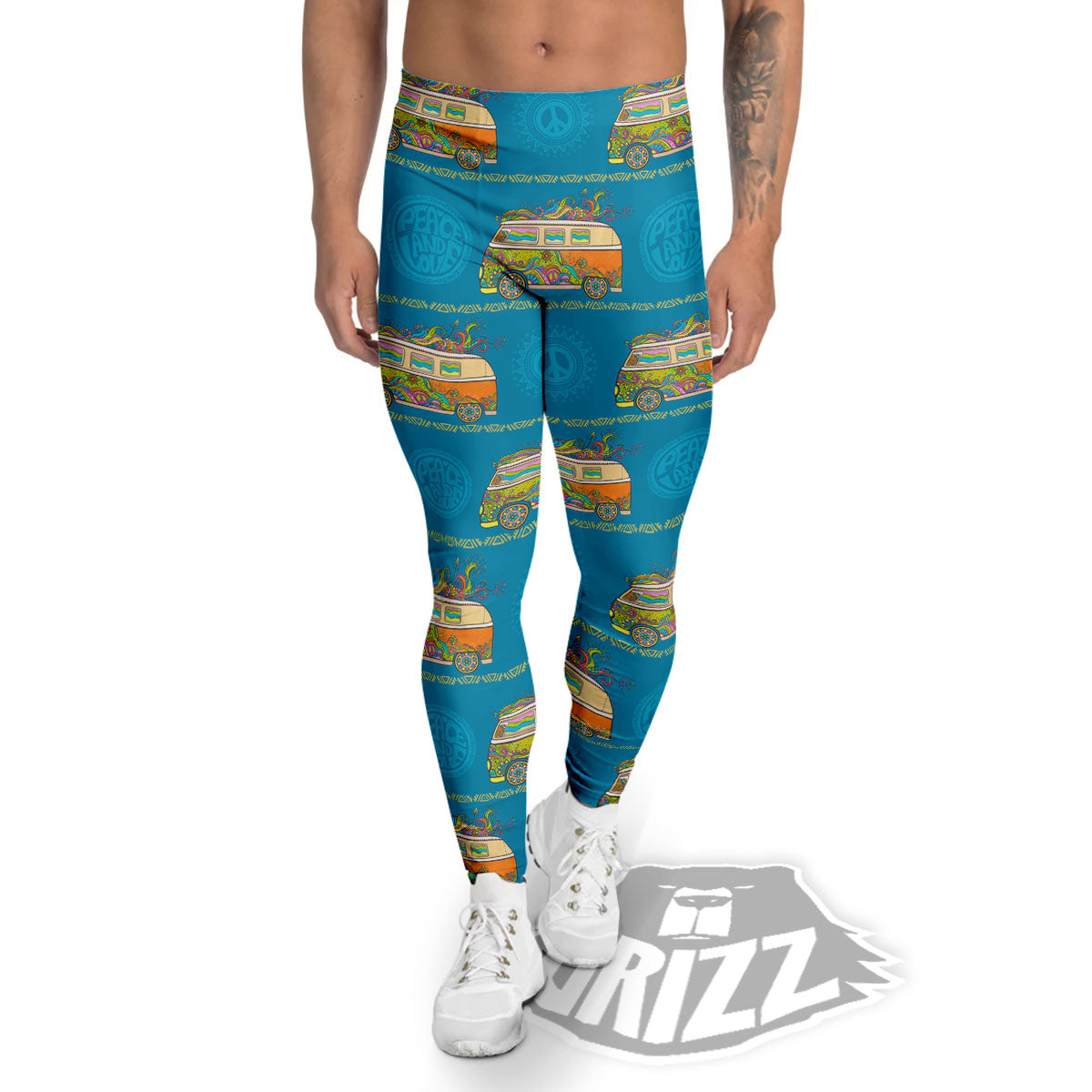 Van Hippie Vintage Print Pattern Men's Leggings-grizzshop
