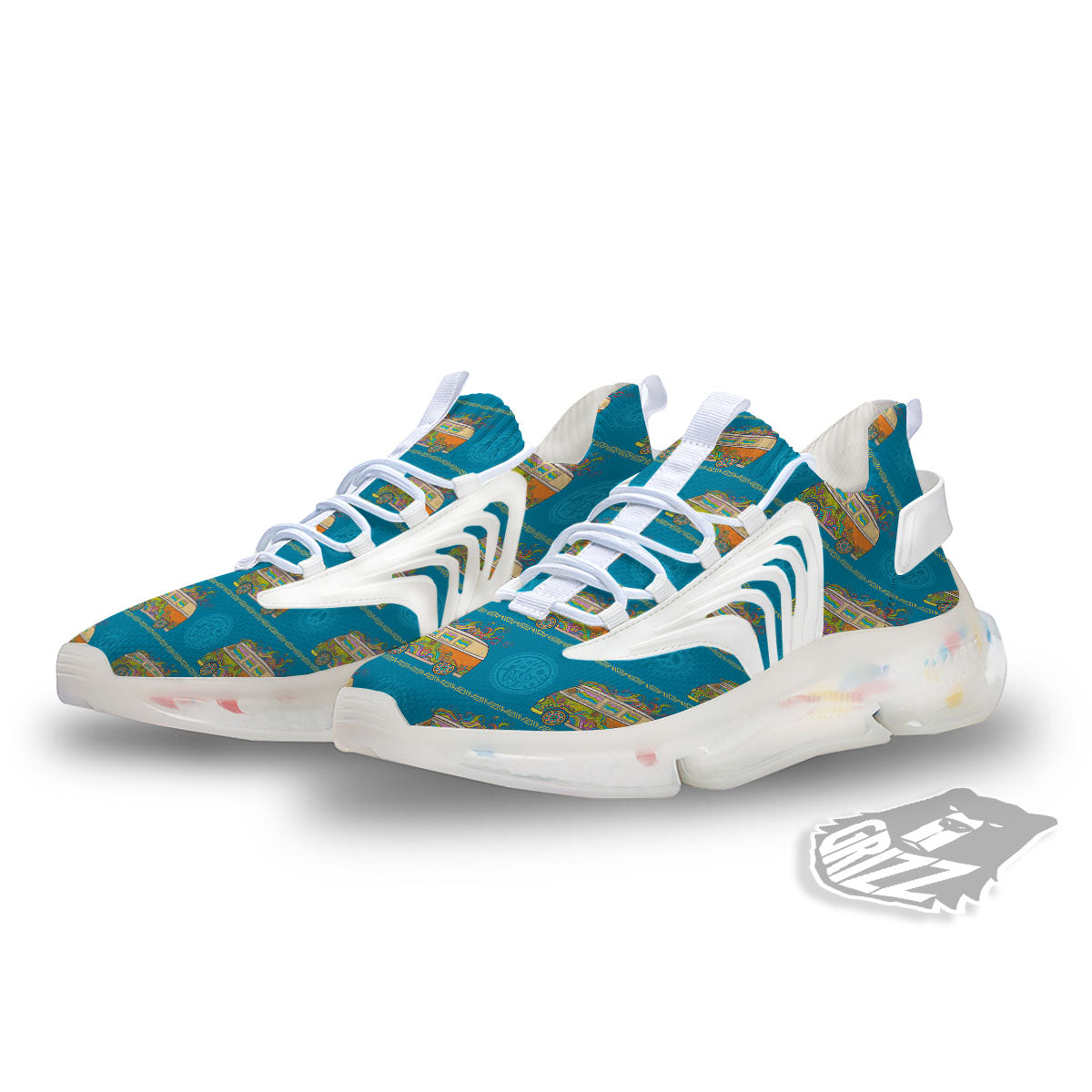 Van Hippie Vintage Print Pattern White Gym Shoes-grizzshop