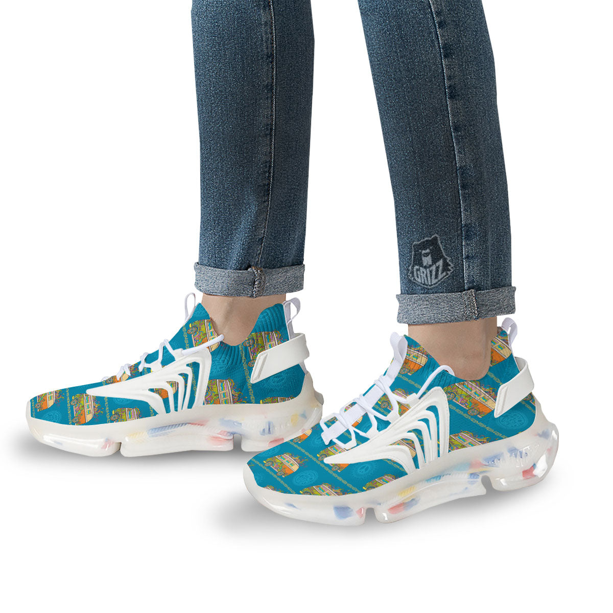 Van Hippie Vintage Print Pattern White Gym Shoes-grizzshop