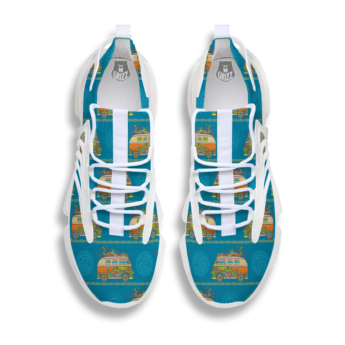Van Hippie Vintage Print Pattern White Gym Shoes-grizzshop