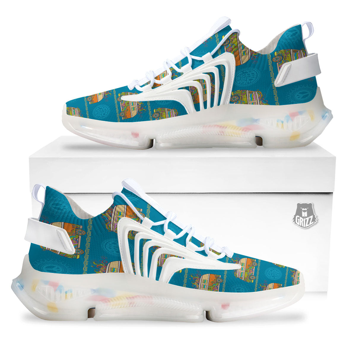 Van Hippie Vintage Print Pattern White Gym Shoes-grizzshop