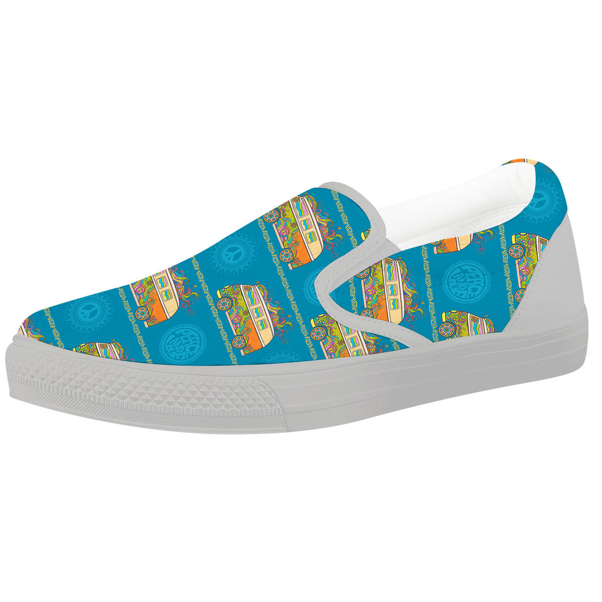 Van Hippie Vintage Print Pattern White Slip On Shoes-grizzshop