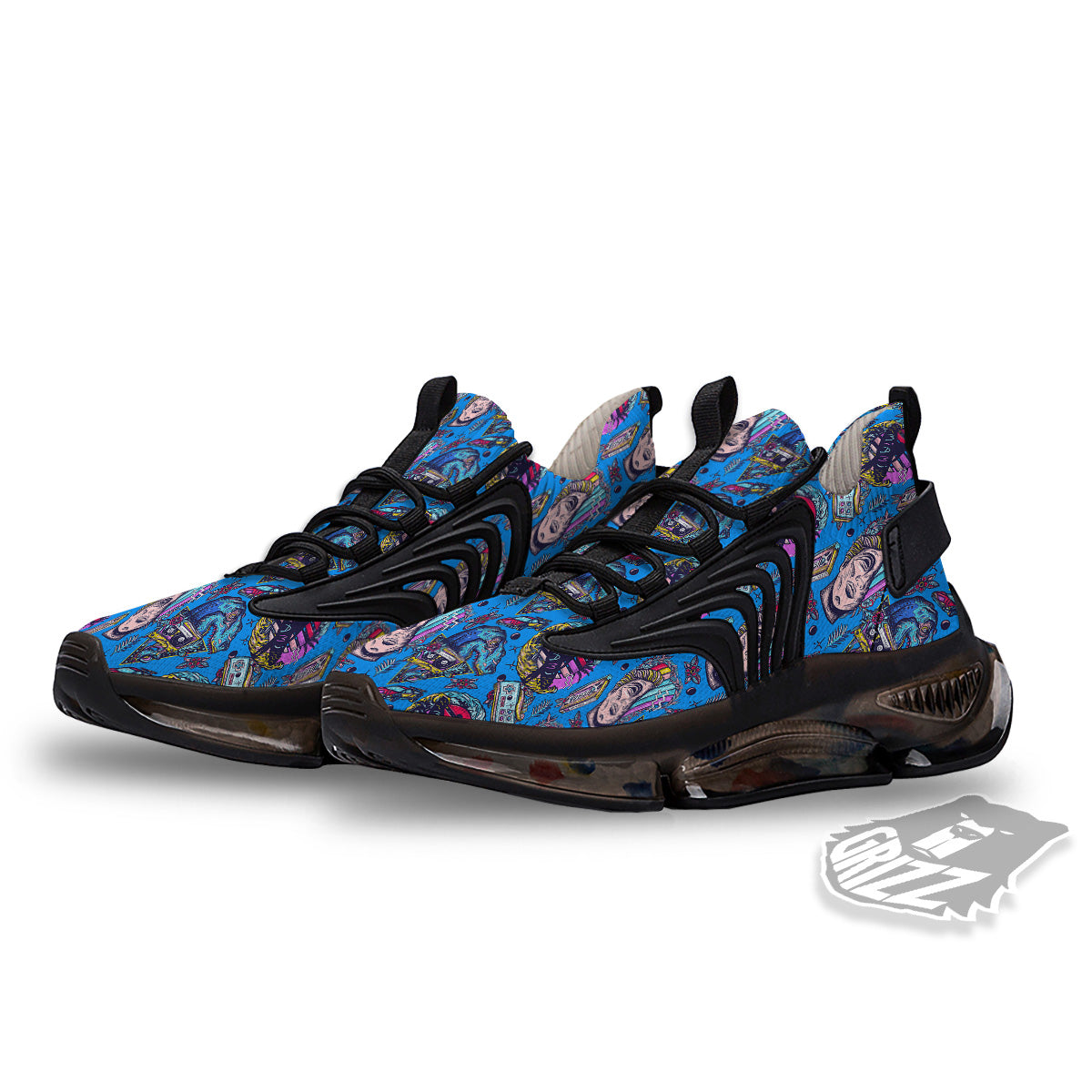 Vaporwave Art Cyberpunk Print Pattern Black Gym Shoes-grizzshop