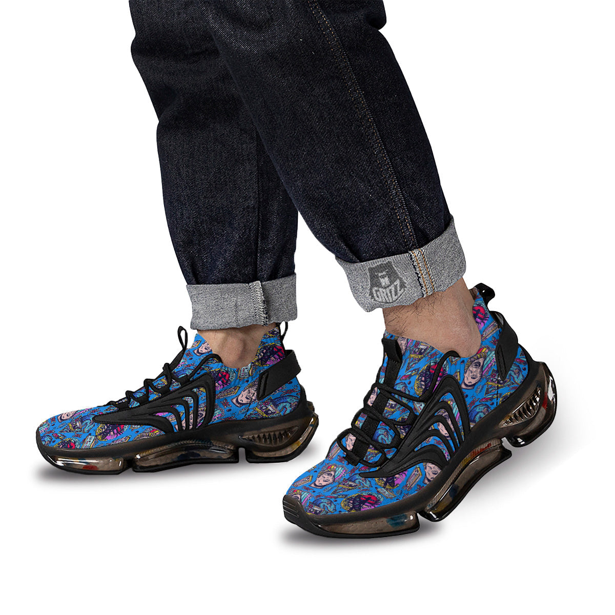 Vaporwave Art Cyberpunk Print Pattern Black Gym Shoes-grizzshop