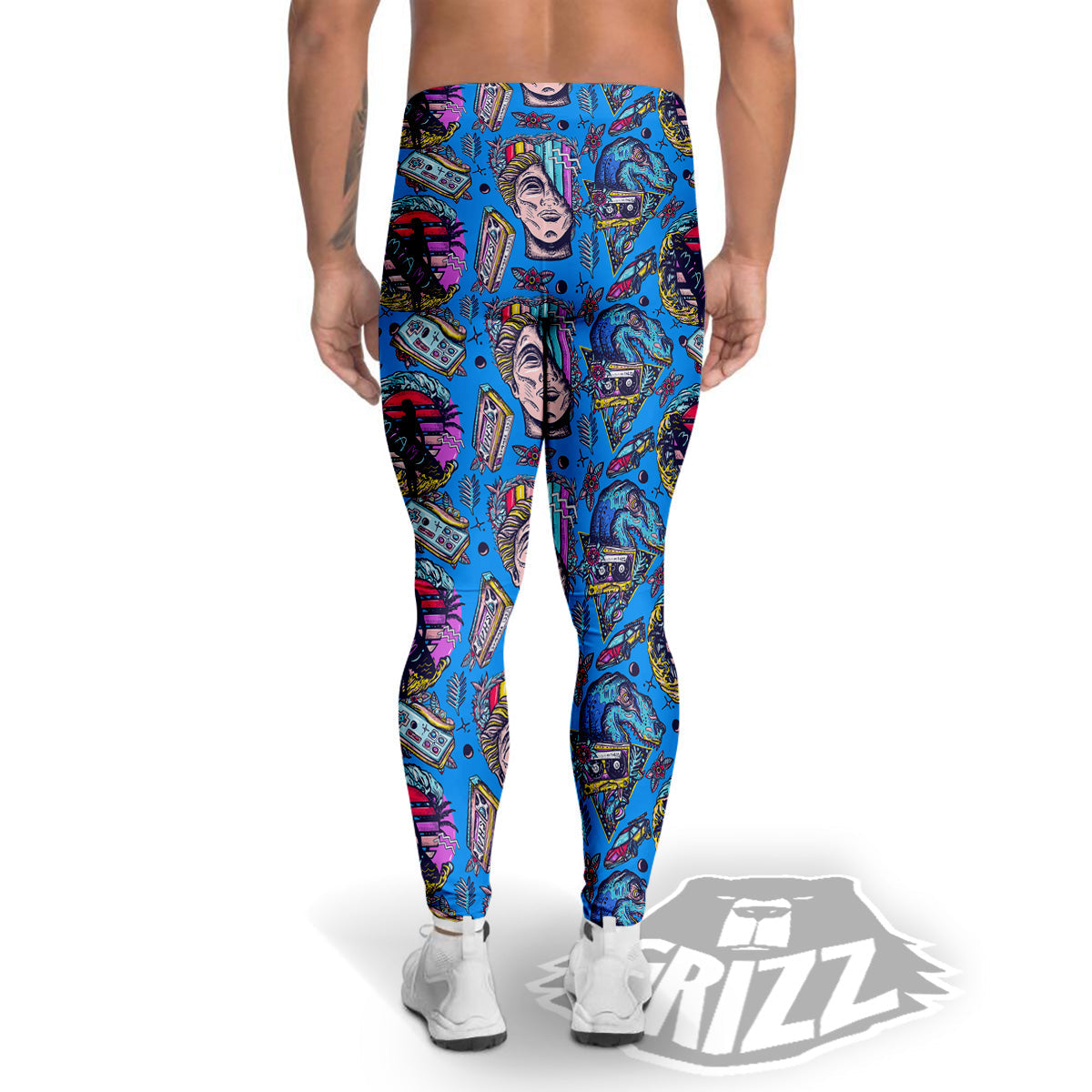 Vaporwave Art Cyberpunk Print Pattern Men's Leggings-grizzshop