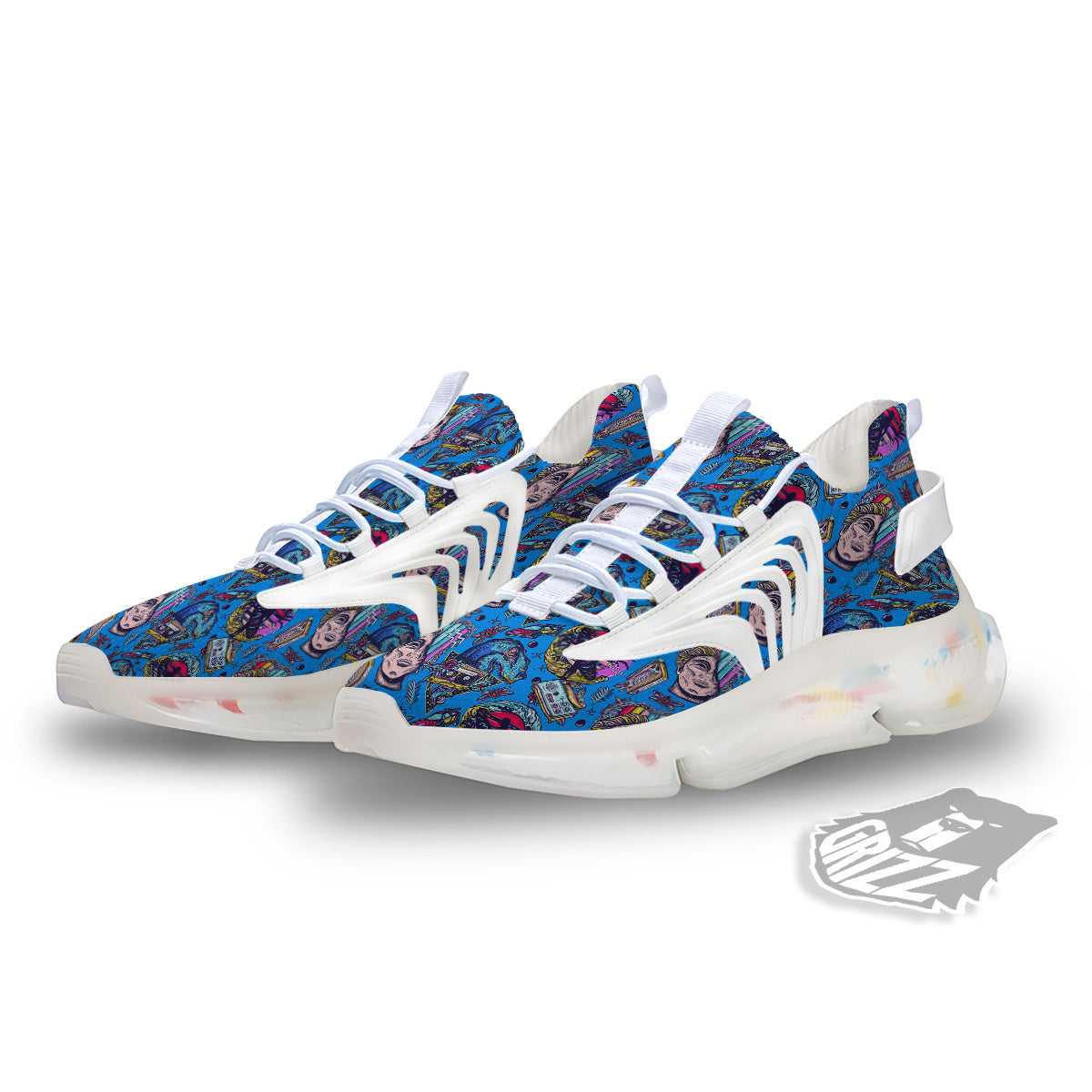 Vaporwave Art Cyberpunk Print Pattern White Gym Shoes-grizzshop