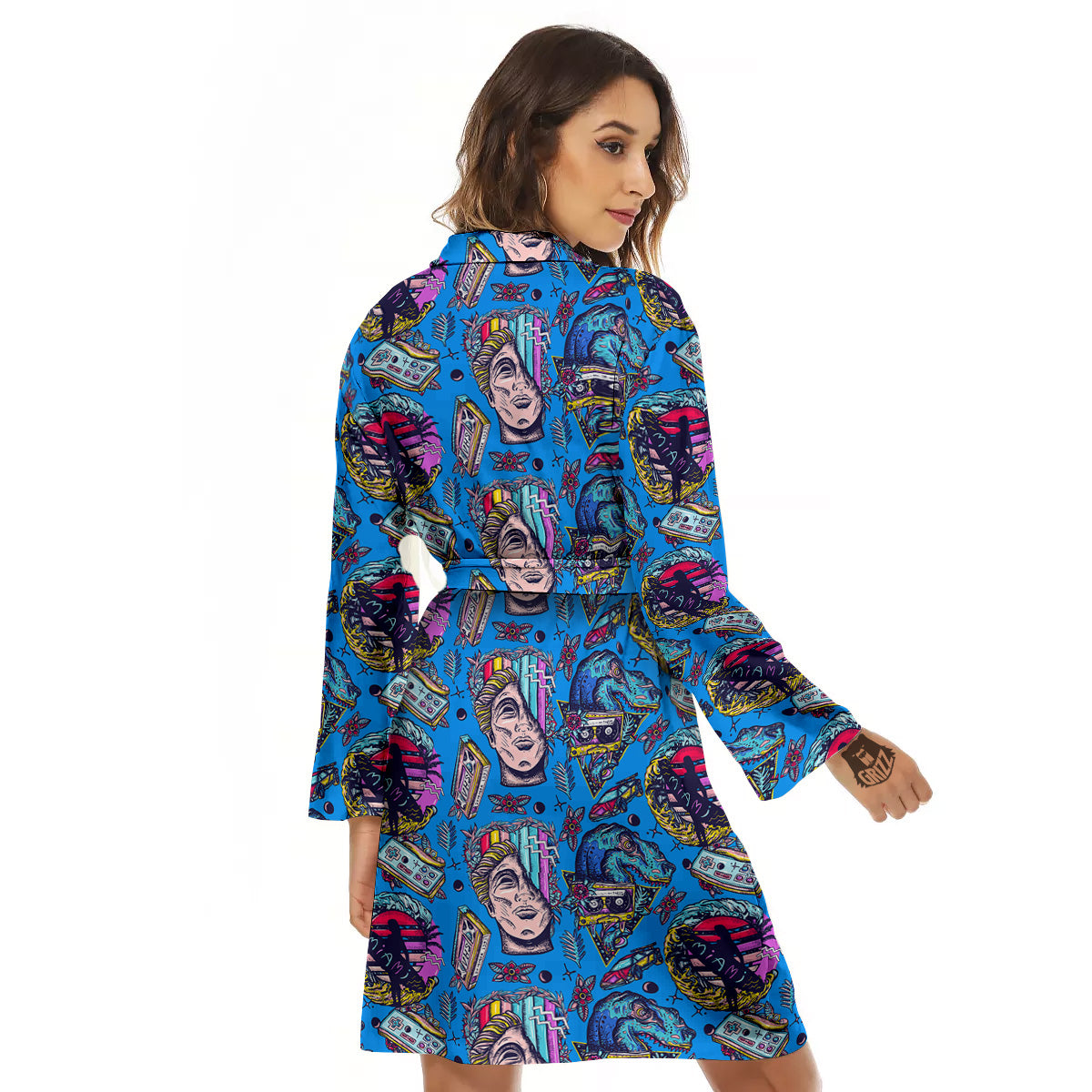 Vaporwave Art Cyberpunk Print Pattern Women's Robe-grizzshop