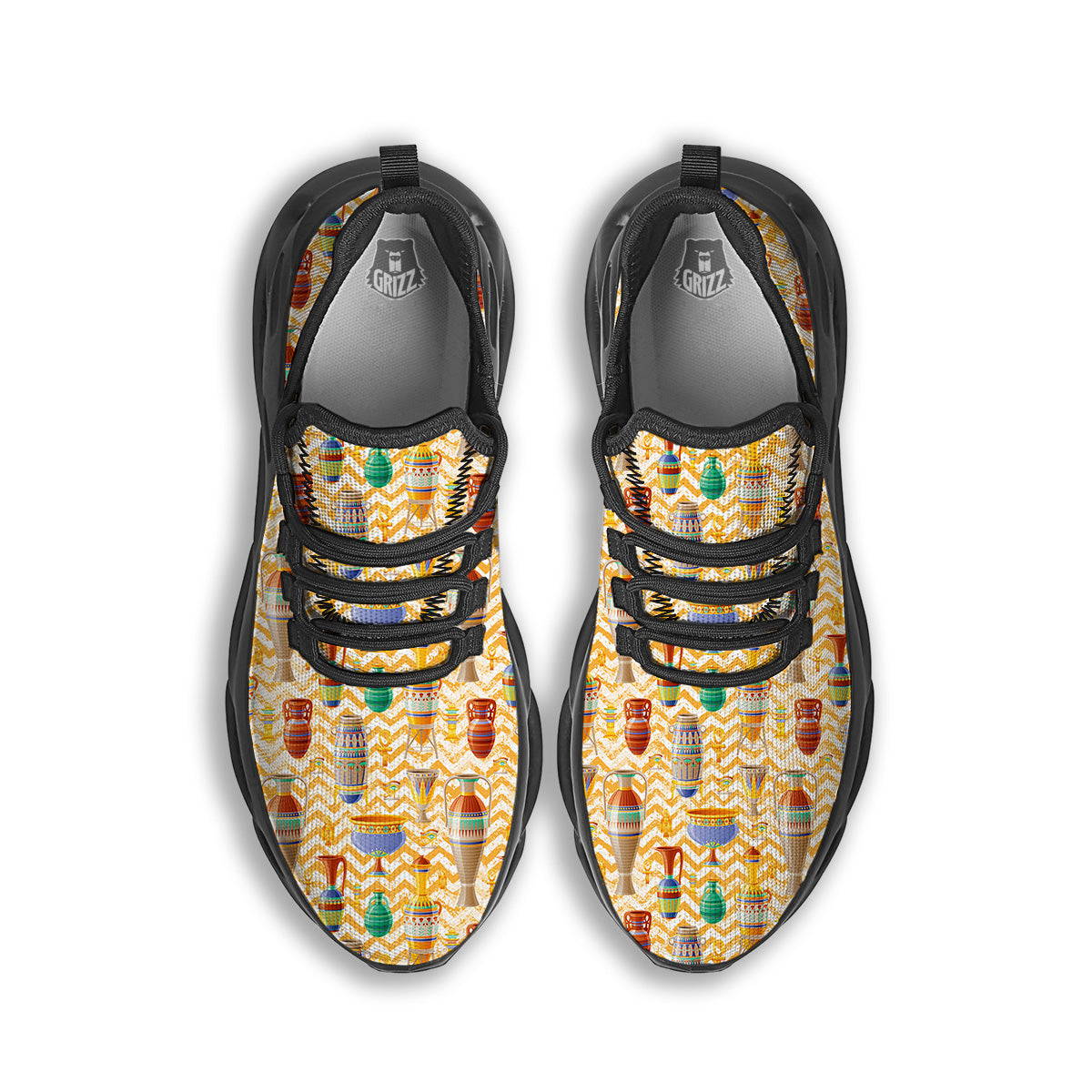 Vase And Pottery Ancient Egyptian Print Pattern Black Running Shoes-grizzshop