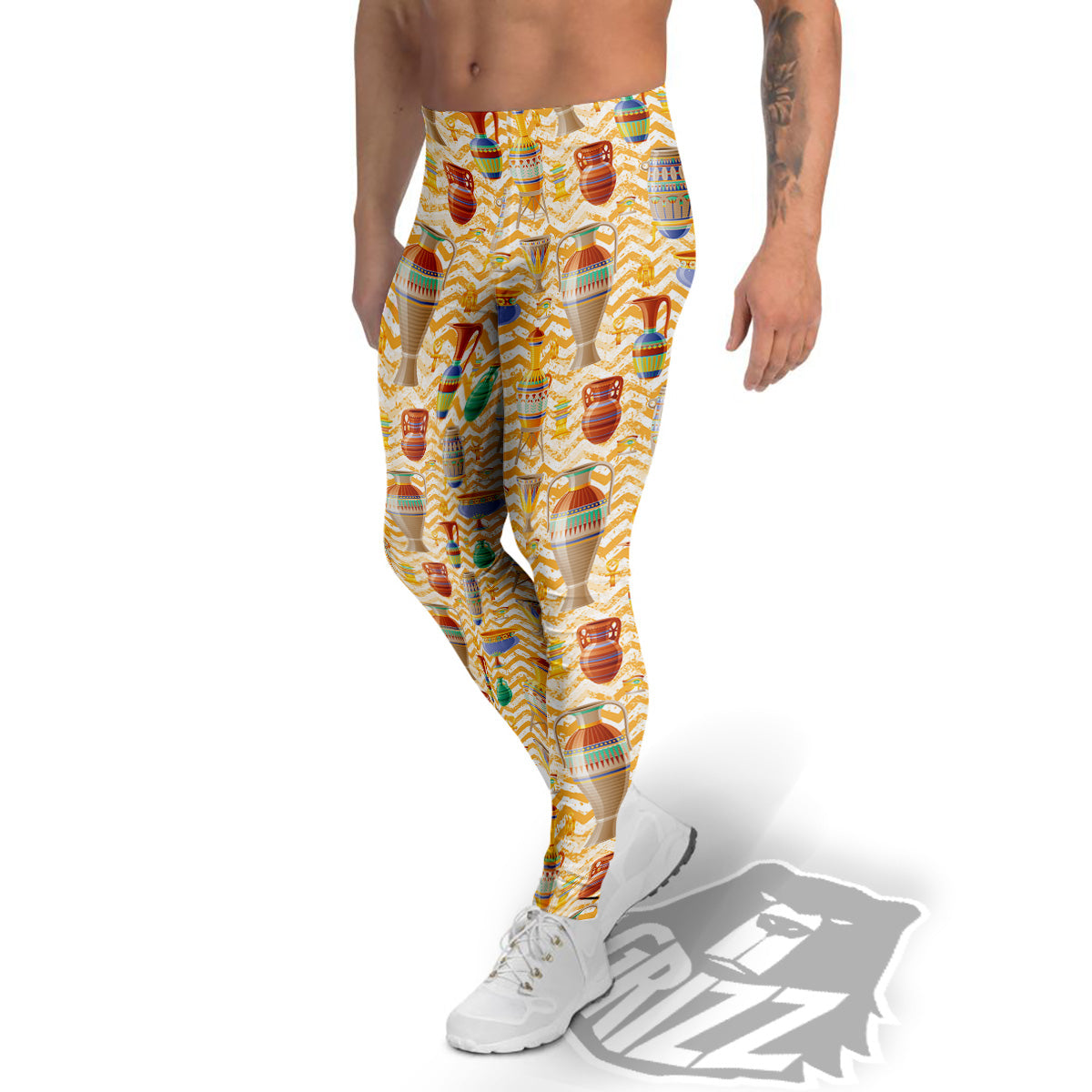 Vase And Pottery Ancient Egyptian Print Pattern Men's Leggings-grizzshop