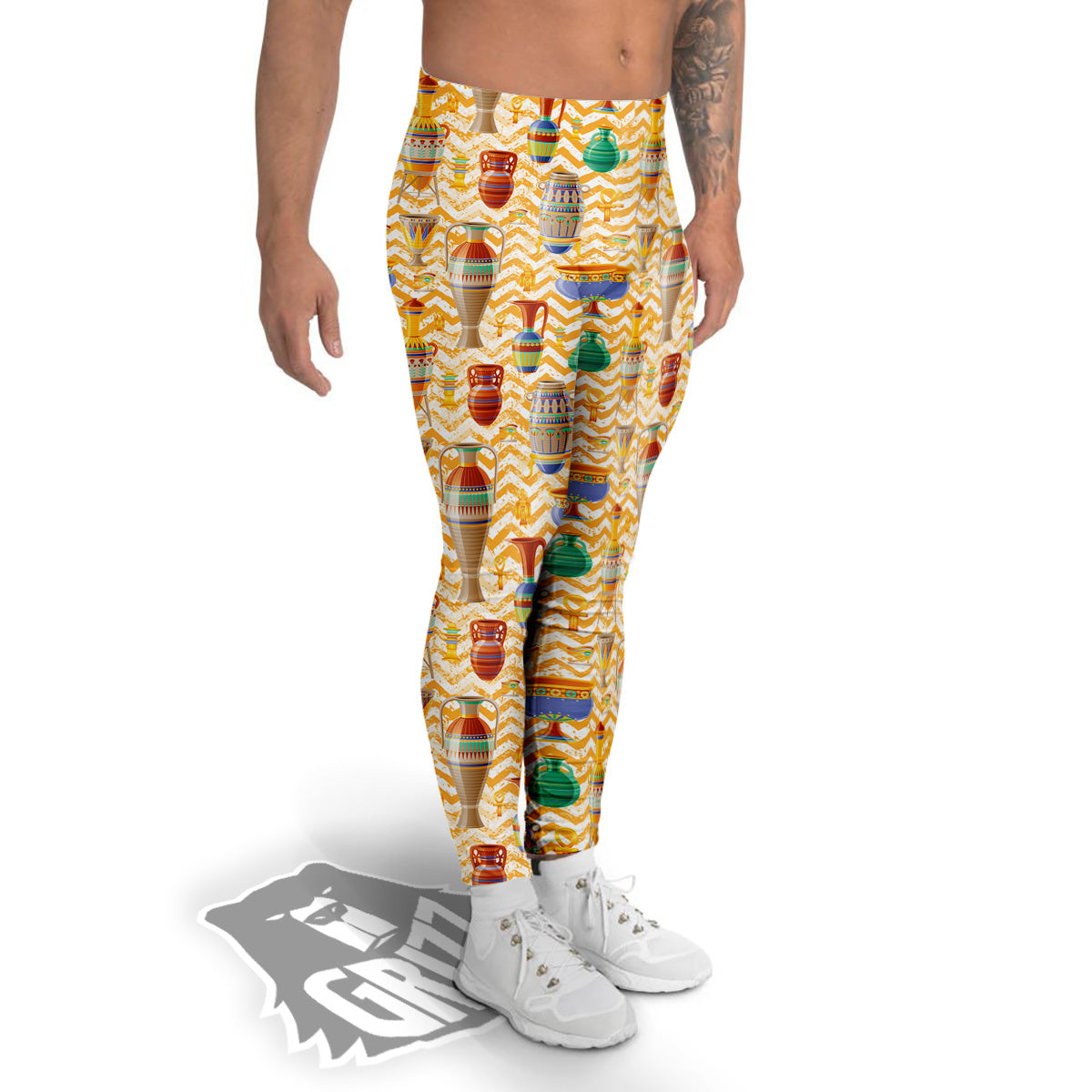 Vase And Pottery Ancient Egyptian Print Pattern Men's Leggings-grizzshop