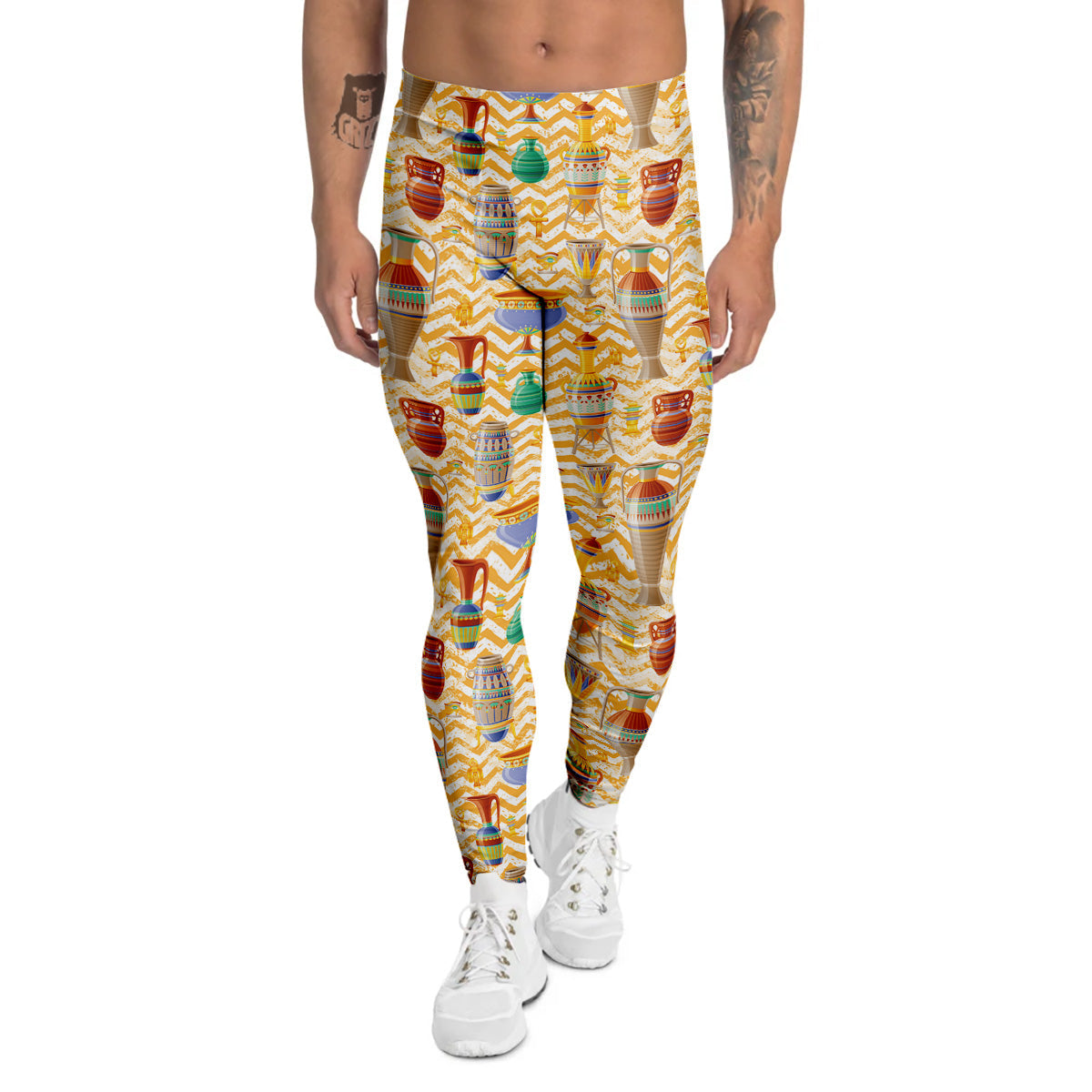 Vase And Pottery Ancient Egyptian Print Pattern Men's Leggings-grizzshop