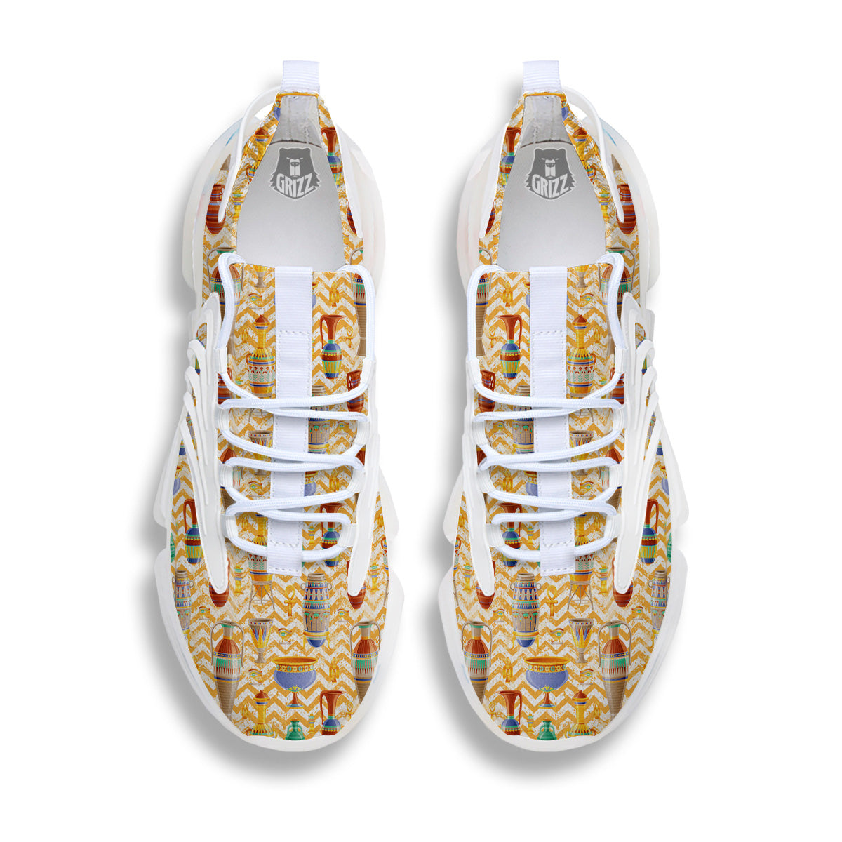 Vase And Pottery Ancient Egyptian Print Pattern White Gym Shoes-grizzshop